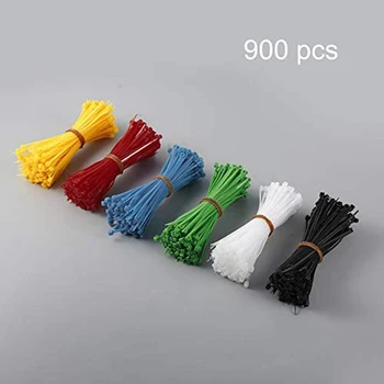 900 STK Nylon Kabelbindere Holdbar selvlåsende 6 Farver Assorterede Lille Tie-Wraps til Hjem, Køkken, Kontor, Værksted