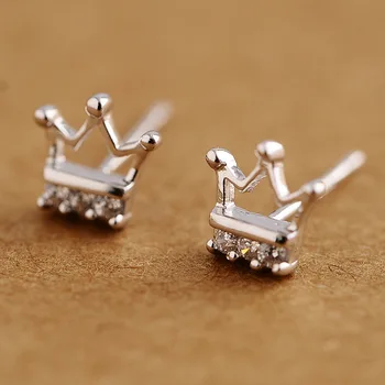 925 sterling svSmall zircon crown øreringe kvindelige koreanske øre smykker mode enkel kvinder gave
