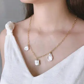 925 sterling sølv 3stk Barok perle vedhæng halskæde enkle design vilde elegant charm perle halskæde til kvinder smykker