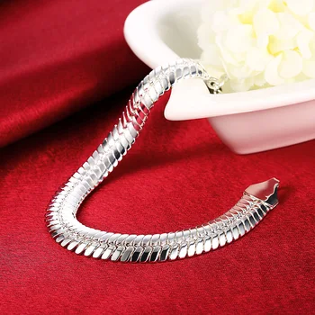 925 sterling sølv fine 10MM Flad slange knogle kæde Armbånd til mænd klassisk Bryllup part Vilde Julegaver mode Smykker