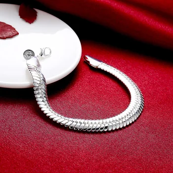 925 sterling sølv fine 10MM Flad slange knogle kæde Armbånd til mænd klassisk Bryllup part Vilde Julegaver mode Smykker