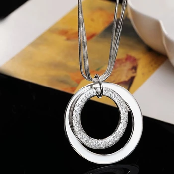 925 Sterling Sølv Med 18-Tommer Slange Kæde O-Formede Matteret Halskæde Til Kvinder Mode Bryllup Part Charme Smykker