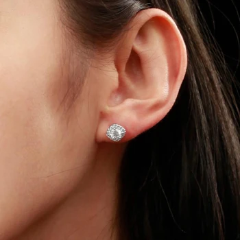 925 Sterling Sølv Real 0.5 ct Moissanite Øreringe, Luksus Charme Fuld Diamanter Stud Earings For Kvinder bryllupsfest Fine Smykker
