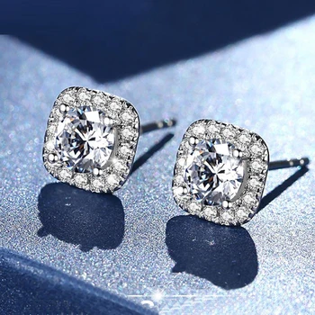 925 Sterling Sølv Real 0.5 ct Moissanite Øreringe, Luksus Charme Fuld Diamanter Stud Earings For Kvinder bryllupsfest Fine Smykker