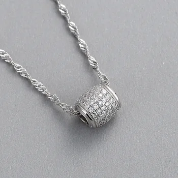 925 Sterling Sølv Rhinestone Oval Spacer Charm Perler for DIY Armbånd Halskæde Gøre S925 Fine Smykker at Finde