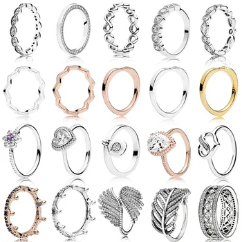 925 Sterling Sølv Ring Gennembrudt Vintage Fascination Crystal Ringe Til Kvinder bryllupsfest pandora Smykker