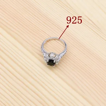925 Sterling Sølv Smykker Sæt, Sort Cubic Zirconia For Kvinder Fest Tilbehør Øreringe/Vedhæng/Halskæde/Armbånd/Ring