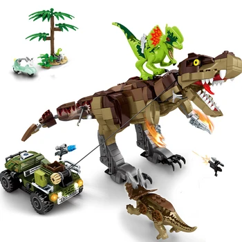 988Pcs Udvise Tyrannosaurus Rex Scener Assemblage byggesten Model Jurassic Park World Animal Mursten Dinosaur Legetøj For Børn