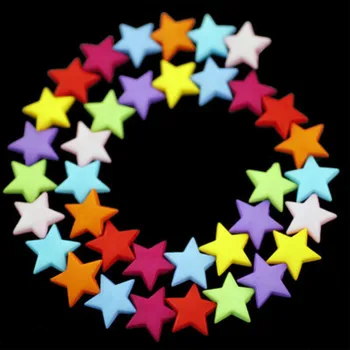 (9mm/30stk) Candy Farve Fem-takkede Stjerne, Beaded Foråret Farve Diy Håndlavede Smykker, Tilbehør, Materiale, Perforeret Akryl Perler