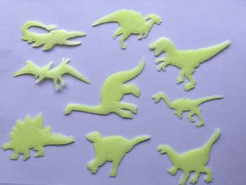 9Pcs Glød I Mørke Dinosaurer Legetøj Klistermærker Loft Baby Kid Værelses Hjem vægdekoration