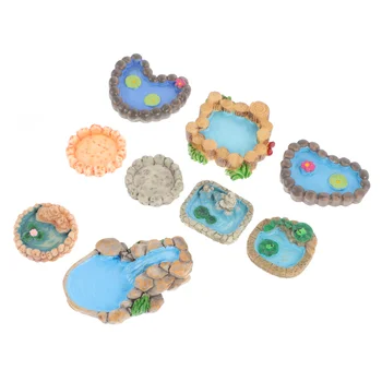 9pcs Miniature Swimmingpool Dekorationer Kreative Micro Kunstige Swimmingpool (Tilfældig Style)