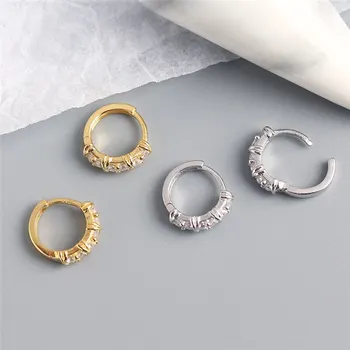 A00684 koreanske Knyttede Bane Crystal Zircon Stud Øreringe til Kvinder i Ægte 925 Sterling Sølv Fødselsdag Fine Smykker
