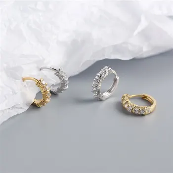 A00684 koreanske Knyttede Bane Crystal Zircon Stud Øreringe til Kvinder i Ægte 925 Sterling Sølv Fødselsdag Fine Smykker