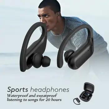 A10 Tur Trådløse Stereo-Bluetooth-V5.0 Øre-krog til Hovedtelefoner Ipx7 Vandtæt Headset Med Digital Power Displayet støjreduktion