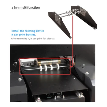 A3 UV-plane og cylindriske all-in-one-printer, multi-funktion til udskrivning i høj opløsning på læder/metal/akryl/plast/træ