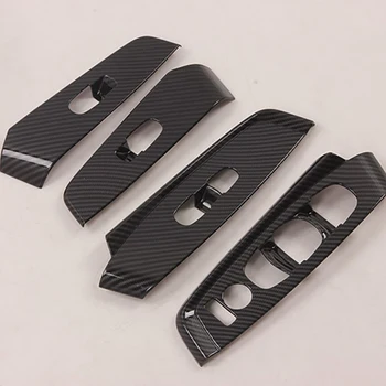 ABS Carbon Fiber Indvendige Gear Shift Knappen Vindue Panel Lift / Sluk Dækning Trim for Nissan Sylphy Sentra 2020 Bil Styling