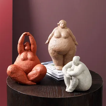 Abstract Fat Lady Figurer Vintage Kvinde Statue Bordplade Harpiks Håndværk Gaver, Boligindretning, Pynt Kreative Tal