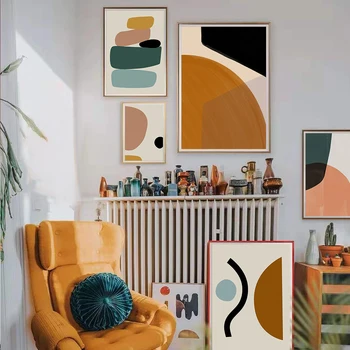 Abstrakte Geometriske Grafisk Lærred Maleri Skandinavien Stilarter Væg Kunst Billedet Plakater Udskriver til stuen Home Decor Unframe