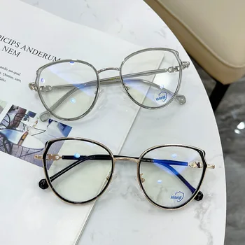 Acetat Unisex Solid Legering Briller Ramme Kvinder Anti-blå lys Briller Fashion Designer Metallisk Cirkel Briller Nærsynethed Briller
