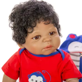 Afrikansk baby Sort Dukke 57CM Fuld Silikone Vinyl reborn babyer i live dreng Dukker Børn Toddler bebe genfødt menino