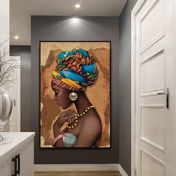 Afrikansk Kunst Kvinde Olie Maleri på Lærred Maleri Cuadros Plakater og Prints Skandinaviske Væggen Billedet Stue Dekoration