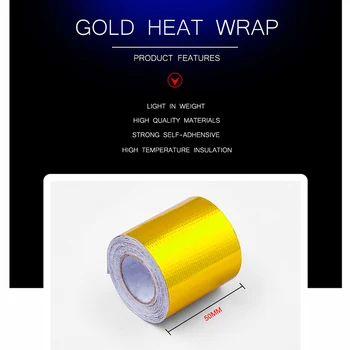 Afspejler En Guld Termisk Tape Luftindtag, Varmeisolerende Skjold Wrap Reflekterende Varme Barriere Selvklæbende Motor