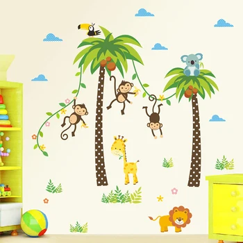 Aftagelig abe Vinyl Kunst Coconut Tree wallsticker Vægmaleri Decal Home Decor