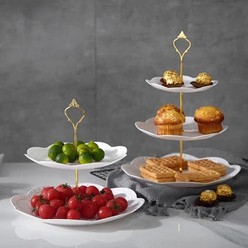 Aftagelig Kage Stå Europæisk Stil 3 Tier Wienerbrød Cupcake Frugt Plade, Der Serverer Dessert Holder Bryllupsfest Home Decor