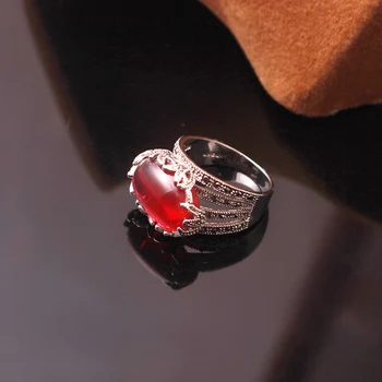 Ajojewel Rose Red, Semi-ædle Sten, Ringe Til Kvinder Vintage Antikke øreringe Med Sort Sløjfe