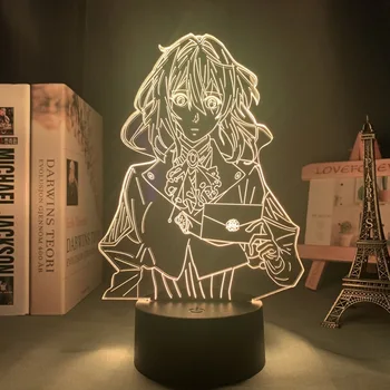 Akryl Led Nat Lys Lampe Animationsfilm Violet Evergarden til Soveværelse Dekorative Værelses Nightlight Fødselsdag Gave 3d Bord Lys Manga