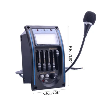 Akustisk Guitar-Preamp, LC-5 5-Bånds Equalizer EQ Afhentning LCD-Tuner med Micro Telefon