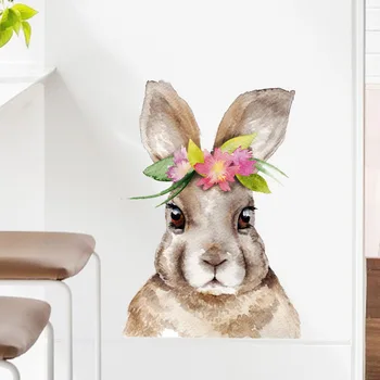 Akvarel Garland Briller Kaniner Wall Stickers til børneværelset Stue Kreative Dyr Bunny Decals Hjem Dekoration