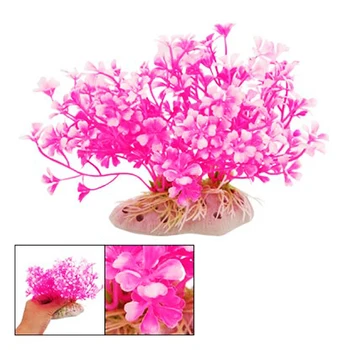 Akvatiske Dværg Plast Anlæg Ornament Hot Pink Hvid til Fisk Tank