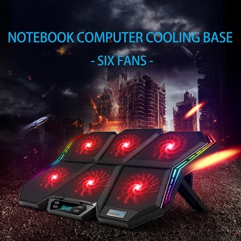 ALLOYSEED Laptop Cooling Pad RGB Laptop Cooler Bærbare USB-Drevet Justerbar Køling Stå med 6 Fans Tilbehør