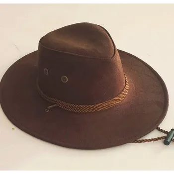 Almindelig ensfarvet Mænd Cap Stor-kant Vestlige Reb Rider Cowboy Hat