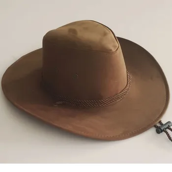 Almindelig ensfarvet Mænd Cap Stor-kant Vestlige Reb Rider Cowboy Hat