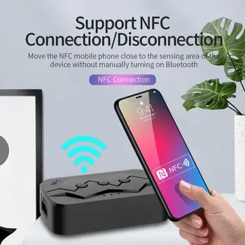 Alt-i-en NFC-Modtager Bluetooth-kompatible Transmitter Understøtter TF Kort, U Disk for At Spille RCA Kalder Smart Gengive stereolyd