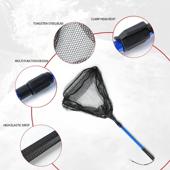 Aluminium Flydende Fiskeri Net Gummi Belagt Fisk Landing Net Sammenklappelig Teleskopisk Fiskeri Net Fishing Tackle Værktøjer