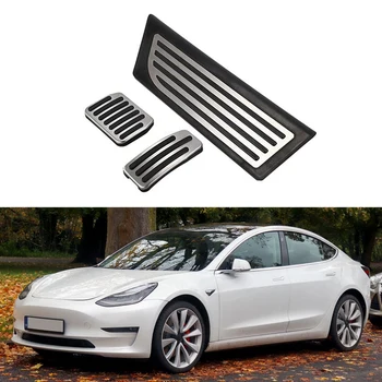 Aluminium Legering fodpedal til Tesla Model 3 Accelerator Gas bremsepedalen Resten Pedal Puder Måtter Dække Bil Styling