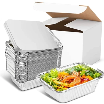 Aluminium Pan Disponibel 30-Pack,Tin Folie Gryder med Låg Genanvendelige,Dybt Pander Tin Opbevaring af Fødevarer til Madlavning/Bagning/Takeout