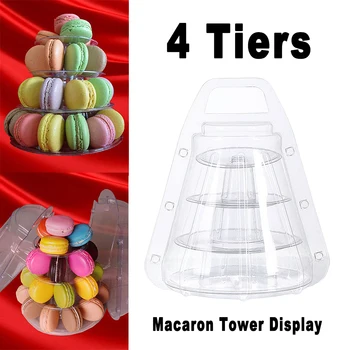 Amagogo Klart, 4 Tier Letvægts Plast Macaron Tower Skærm Med Bæretaske