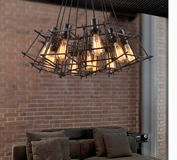 American retro strygejern industrielle lysekroner kreative personlighed bar restaurant, cafe tøj butik lysekroner led-belysning lampe