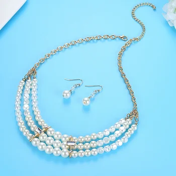 Anbefaler JewelryHigh Kvalitet Boutique Smykker Sæt Koreanske Pearl Kc Guld Personlighed Enkle Smykker To Stykke Smykke Sæt