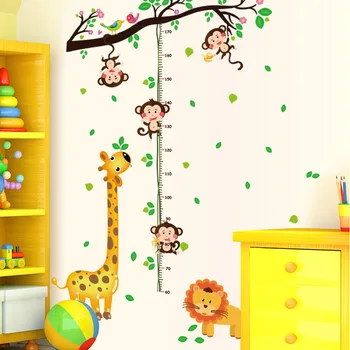 Animal Park, wall sticker tegnefilm højde indsæt børneværelse børnehave væggen baggrund dekoration, klistermærke