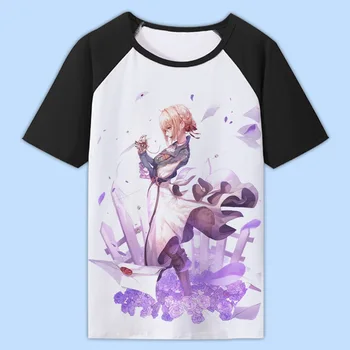 Anime Cosplay Rolle Gilbert Bougainvillea Violet Evergarden Print Tshirt Raglan Short Sleeve Alsidig Populære Sommer Top