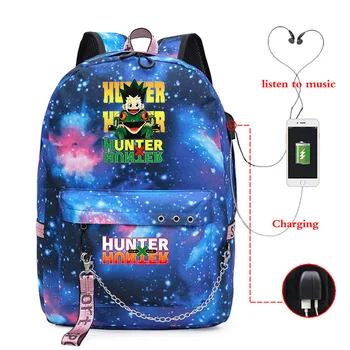 Anime Hunter X Hunter USB-Opladning Rygsæk skoletasker til Teenager-Drenge Piger Elever Skoletaske Mochilas Herre Usb-rejsetasker