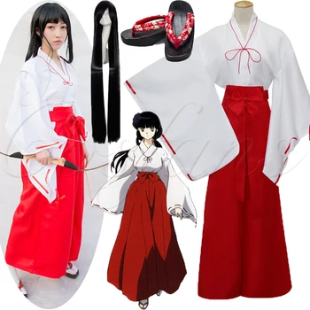Anime Inuyasha Kikyou Cosplay Kjole Kostumer Kikyo Parykker til Kvinder, mænd uniform Japansk Kimono Sæt paryk Hår Jul Halloween gaver
