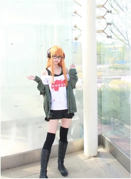 Anime Persona 5 Sakura Futaba Cosplay Kostume Futaba Sakura Uniformer Tøj, Jakke, T-shirt, Shorts, Bælte Strømper Briller