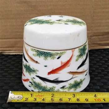 Antik porcelæn Jingdezhen gamle porcelæn forseglet dåser mp-dunke møbler af guldfisk, te-dåser