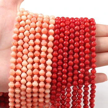 Apx 80pcs/masse 5mm Champignon Pink Rød Koral Løse Perler Til smykkefremstilling Charms Perler til gør det selv-Halskæder&Armbånd Engros